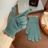Corea del Sur Guantes de Punto Pequeños de Frijol de Azúcar para Mujer Invierno Lana Engrosada Pantalla Táctil Dedos Expuestos Guantes Cálidos para Dedos de Montar al Aire Libre