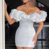Estilo Europeo y Americano Ropa Sexy para Mujer Transfronteriza Nuevo Vestido de un Hombro sin Mangas Falda Corta Ajustada a las Caderas Minifalda Venta al por Mayor