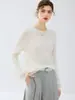 Suéter de Cachemira para Mujer Otoño e Invierno, Jersey de Punto Trenzado Cuello Redondo, Suéter de Punto Holgado, Camisa Básica de Manga Larga Color Sólido para el Trabajo