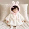Capa de Vento para Bebê ao Ar Livre Imitação de Pelo de Coelho Casaco Grosso Outono Inverno para Meninas, Capa Casaco Infantil para Crianças Pequenas