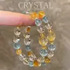 Pulsera de Aguamarina Amarilla Imitación, Diseño de Nicho de Lujo Ligero Estilo Ins, Pulsera de Cristal Blanco, Regalo para el Festival Qixi
