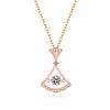 Plata de Ley S925 Falda Chica Inteligente Picante Zirconia Collar Femenino Oro Rosa Plata Adornos Explosiones de Red Accesorios Colgante de Ventilador