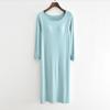 Camisola de Modal com Bojo para Mulheres, Gola Redonda, Sem Sutiã, Manga Longa, Vestido Longo, Solto, Tamanho Grande, Vestido de Casa