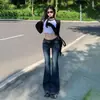 Jeans de Campana Retro Estilo Americano de Tiro Bajo para Mujer 2025 Nuevos Versátiles Elásticos Ajustados al Cuerpo Pantalones Bootcut