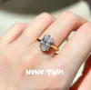 Nvnvacc Huevo de Paloma Ovalado Gema Anillo de Boda Hailey Joyería de Alta Gama Conjunto de Collar de Circonita Ovalada
