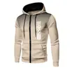 Suéter casual com capuz estampado para homens outono e inverno com forro de fleece com zíper pullover moletom com capuz em estoque