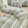 Juego de Ropa de Cama Cuatro Piezas Estilo Japonés Fuji Cuadros Rayas Simples Algodón Nube Lavado Estudiante Funda Nórdica Tres Piezas Bolsa de Cama