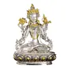 Vila de Xizang "Tara Branca" banhada a ouro e prata para interior sala de estar casa ornamento de estátua de Buda de cobre "Tara Branca Guanyin"