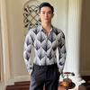 Camisa de manga larga con solapa y sin plancha para hombre, nueva tendencia, con estampado digital, informal, de moda, 3009