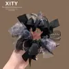 Elegante liga para el cabello de cristal, cuerda para coleta, accesorio para moño súper de hada para mujer, nuevo modelo 2026 anillo para el cabello con lazo de seda