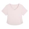 Camiseta de Manga Corta de Lyocell y Algodón Estilo Coreano con Pliegues en el Hombro Derecho y Cuello en V para Gorda mm Talla Grande Aspecto Adelgazante para la Cintura 65425