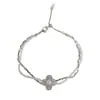 Pulsera de Doble Capa con Pétalos de Zircón de Nuevo Estilo Veraniego, Exquisita y de Moda, Nicho de Lujo Ligero, Diseño Elegante y Versátil, Joyería para Mujer