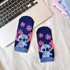 Calcetines japoneses de dibujos animados para mujer, de algodón peinado, estilo náutico, bonitos, con dibujos, cortos y con bordes cruzados.