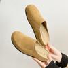Pantuflas de Cuero de Vaca de Primera Capa 2025 Perezosas Retro Lindas Azules Suela Suave para Mujeres Embarazadas Slip-on Dedos de Pie Zapatos tipo Burken