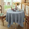 Toalha de Mesa Redonda para Mesa de Jantar Rústica com Estampa Floral Pequena Imitação de Linho para Outono, Tecido à Prova de Poeira, Decoração Estilo B&B
