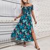 Bai Fen Zhi YiAmazon Verão Promoção Quente Europeu e Americano Férias na Praia Estilo Tropical Estampa Floral Vestido