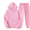Conjunto de sudadera de color liso de talla grande para hombre y mujer, 220 g de tela, fabricante mayorista, conjunto holgado de talla grande de marca de moda para parejas
