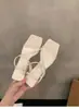 Sandálias Chuyuji Bico Quadrado Abertas com Tira Salto Fino Femininas Salto Baixo Preto Salto Alto Sapatos Romanos