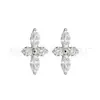 Brincos de Titânio F136 Incrustados com Diamantes Zircônia 5A Trevo de Quatro Folhas Unhas Labiais Fabricante Transfronteiriço Corpo de Liga de Titânio G23 Joias para Body Piercing