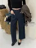 Suxinlan/YOUMO Colección de Otoño Estilo Minimalista Coreano Versátil Elástico en Cuatro Direcciones Jeans Rectos Acortados para Mujer 95312