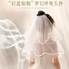 Velo corto de dobladillo de dos capas para niña de las flores, dama de honor, niña, actuación de jardín de infantes, cumpleaños de bebé, velo de princesa