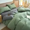 Juego de Ropa de Cama de Tres Piezas de Algodón Puro de Color Sólido para Exportación Transfronteriza, Uso en Hogar y Dormitorio, Juego de Ropa de Cama de Cuatro Piezas de Algodón Puro Teñido en Hilo Hecho a Medida de Fábrica