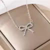 Comercio Exterior Europeo y Americano Joyería Transfronteriza, Colgante de Lazo Sencillo y de Moda, Collar para Mujer de Aleación Incrustado con Diamantes, Cadena para el Cuello, Cadena para la Clavícula