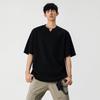 Camiseta de manga corta con cuello en V para hombre, nueva camiseta informal holgada de textura a la moda, de talla grande, de verano 2025