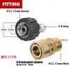 Especial transfronterizo para pistola de agua para lavado de autos de alta presión, manguera de alambre de acero 3/8-M22, conector rápido de cobre vivo 1/2 estándar de EE. UU. rápido