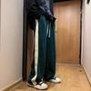 Calça Casual de Veludo Cotelê Preta Costura Streetwear Americano hiphop Calças Masculinas Ins Tendência Europeia e Americana High Street Calças de Chão