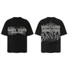 Saint Vintage Streetwear Americano Camiseta Holgada Vtg de Manga Corta para Hombre Camiseta Estampada Letra Retrato Camiseta Street