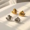 Pendientes Misteriosos de Acero Inoxidable en Forma de Corazón Estilo Ins Diseño Martillado Pesado Pendientes Simples para Mujer Clavijas Anti-Obstrucción