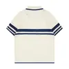 Camisa de Malla Hueca de Punto de Manga Corta en Color Contrastante Estilo Retro Americano para Hombres y Mujeres, Nuevo Estilo de Verano Estilo Universitario Tendencia de Camisa Delgada