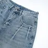 Shorts de Cinco Puntas con Patrón de Rayos Estilo Callejero Americano para Hombre, Marca de Verano de Moda Sueltos Casuales de Pierna Ancha Rectos de Mezclilla