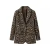 Blazer Longo Feminino Animal Print de Um Botão Manga Longa Outono 2024 Novo Tendência Transfronteiriça de Botão Único