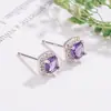 Novedad 2025 Pendientes Sencillos Morados con Diamante de Circonita y Azúcar para Mujer Elegantes de Moda Combinan con Todo Lujo Ligero Pendientes de Gama Alta de Nicho