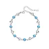 Pulseira Oceano Coração Transfronteiriça para Mulheres, Estilo Coreano e Japonês, Luxo Leve, Design de Nicho, Presente para Melhor Amiga, Zircônia em Forma de Coração, Acessório Elegante