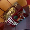 Caja de joyería de laca dorada pintada a mano de pelo alto, caja de almacenamiento de pintura a la laca, laca de luz pulsante, maquillaje de novia, estilo chino, regalo