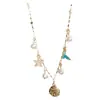 Collar de Borlas de Perlas de Imitación Estilo Oceánico Transfronterizo Colgante de Estrella de Mar y Concha de Playa Uso Apilable con Forma de Estrella