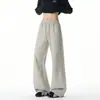 Calça de moletom masculina estilo americano, corte inclinado, resistente, tendência outono, folgada, perna larga, calça esportiva, perna reta, calça casual