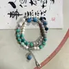 Fabricantes fornecem pulseira de cerâmica de liga novo estilo chinês feito à mão versátil estilo nacional pulseira de cerâmica de círculo duplo estilo étnico minoritário