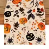 Toalha de mesa de Halloween transfronteiriça com estampa de caveira e morcego, banner de toalha de mesa para decoração de festa de feriado para sala de jantar interna