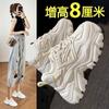 Zapatos Blancos para Mujer Aumento de Altura Interior Zapatos de Mujer Aumento de Altura 8cm Suela Gruesa Plataforma ins Tendencia 2024 Primavera Zapatos de Padre para Mujer Zapatos Transpirables para Mujer