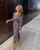 Comercio Exterior Transfronterizo 2024 Estación Independiente de Amazon Otoño Estampado Venta Caliente Vestido de Mujer