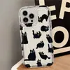 Lindo diseño de gato negro, adecuado para Apple 17, airbag amortiguador de golpes, funda suave para Apple 12, iPhone 15 Pro/14/13/18, transparente