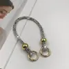 Popular Correa de Muñeca de Lujo con Diamantes Completos, Cadena Antiperdida Corta de Doble Cierre, Correa de Mano de Gama Alta, Lanyard para Teléfono de Perlas Redondas