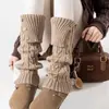 Cubiertas de calcetín de punto abotonadas con puño estilo retro coreano para mujer, otoño e invierno, versátiles, adelgazantes y cálidas