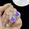 Zircón de litio púrpura corte estrella comparable a flor de hielo cubierta trasera diamante completo anillo abierto temperamento de mujer colgante aretes traje