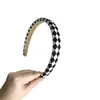 Diadema de Esponja con Lunares y Cuadros en Blanco y Negro Estilo Retro Clásico Simple Versátil Aumenta la Parte Superior de la Corona Tocado Versátil