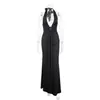 Vestido Largo Sexy de Estilo Europeo y Americano Transfronterizo Espalda Descubierta Cuello en V con Lazos Venta Caliente en Amazon Plisado Sin Tirantes Sin Mangas para Mujer